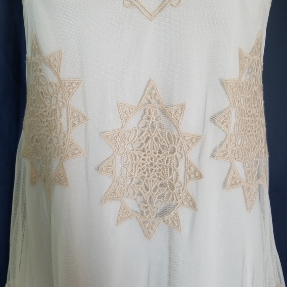 RYU Anthro Antique White Embroidered Lace Dress - Picture 3 of 8